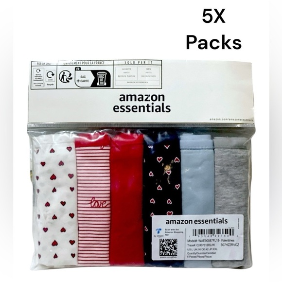Amazon Essentials Triangle Bikini Briefs Multi-Pack, Size XL 5pk 30 pairs NWT - Picture 3 of 7